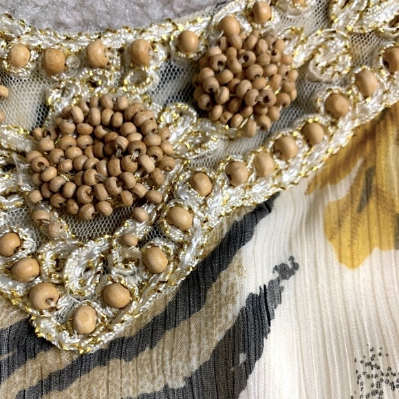 Vasna Desire Animal print Midi Chiffon Beaded Dress Women Medium Lined - Picture 3 of 7